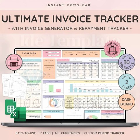 Invoice Tracker & Payment Manager with Invoice Generator , Invoice, Client Payments and Dashboard , Small Business Spreadsheet Template