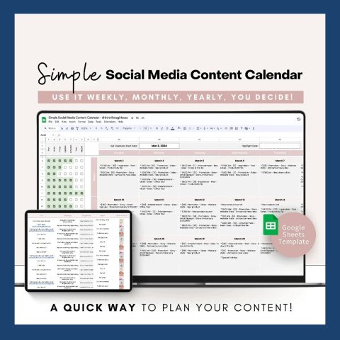 Social Media Content Planner Template - Daily & Weekly Calendar Kit for Content Creators