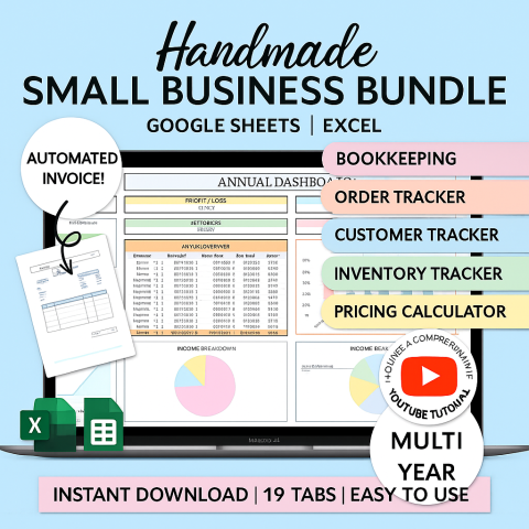 Small Business Accounting Template, Expense & Order Tracker Google Sheets ES03