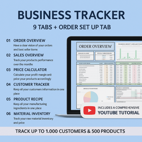Small Business Accounting Template, Expense & Order Tracker Google Sheets ES03