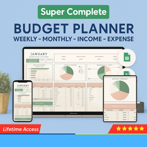 Personal & Family Finance Tracker Template – Income, Expense, Budget Planner Dashboard (Excel/Google Sheets) ES04