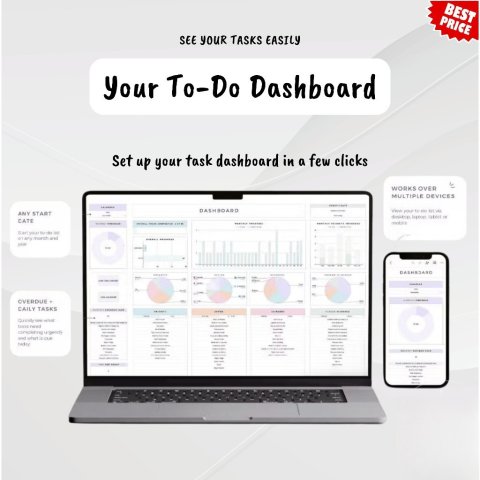 Ultimate To Do List Spreadsheet  Daily Weekly Monthly Task Planner & Digital Tracker
