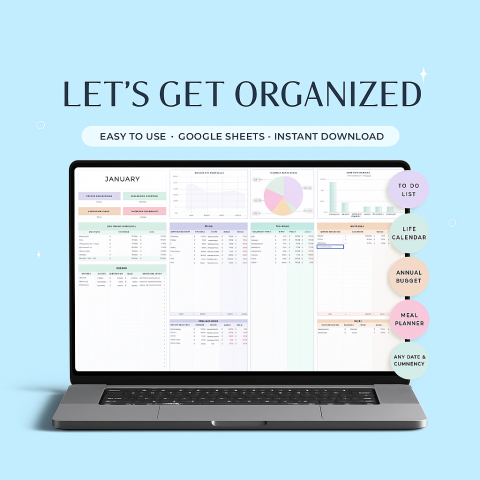 Ultimate 10-in-1 Life Planner Google Sheets | Budget, Calendar 2025, Habit Tracker & To-Do List ES06