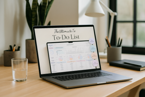 Digital Task Management Spreadsheet – Daily to Monthly Planner ES09