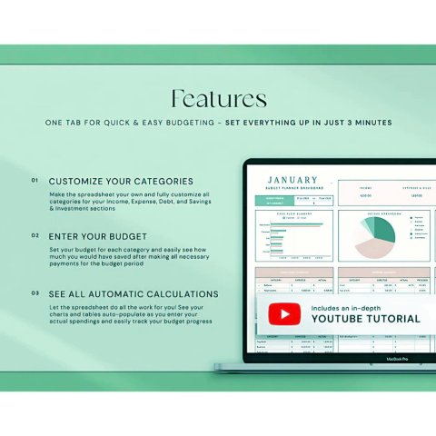 Financial Budget Dashboard – Intuitive Money Management Template ES04