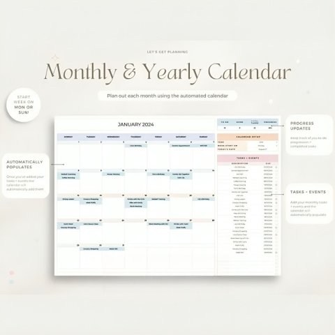 10-in-1 Life Planner Google Sheets | Budget Tracker, 2025 Calendar, Habit Tracker & To-Do List Template