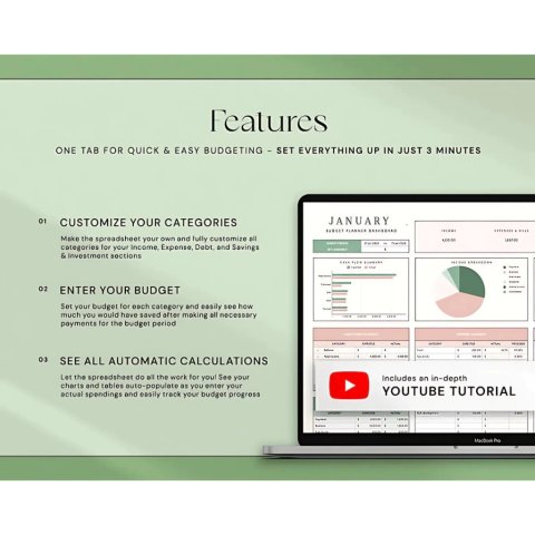 Budget Planner Dashboard — Personal & Family Income Expense Tracker Template (Daily/Monthly)ES04