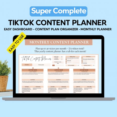 TikTok Content Planner Spreadsheet – Digital TikTok Planner, Google Sheets Social Media Calendar, Viral Content Ideas Organizer ES10
