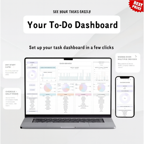 Ultimate To-Do List Spreadsheet | Daily Weekly Monthly Task Planner | Digital Productivity Tracker | Organize Tasks & Schedule