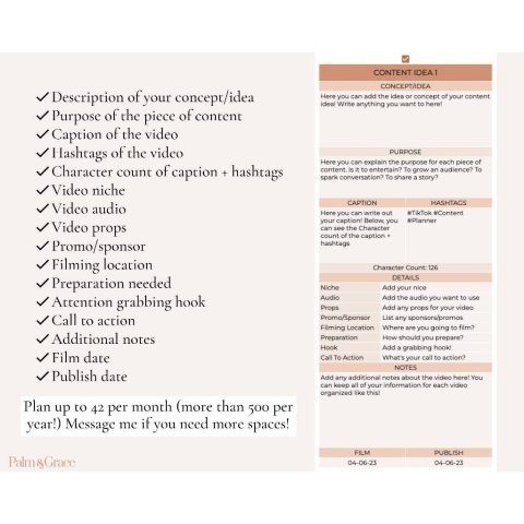 TikTok Content Planner Spreadsheet | Google Sheets Social Media Calendar | Viral Content Ideas & Posting Strategy Template