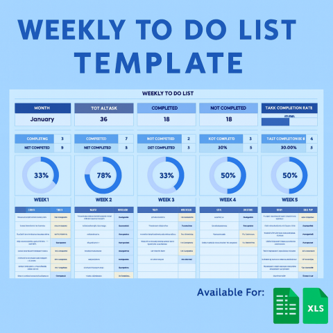 Weekly To-Do List Template for Excel & Google Sheets | Weekly Schedule & Daily Task Planner | Productivity Organizer ES12