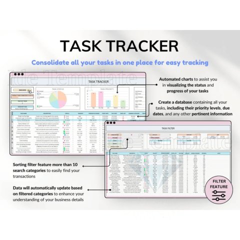 Project Planner Spreadsheet | Gantt Chart, Kanban Board & Task Tracking Template ES08