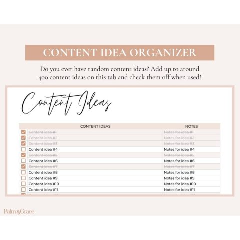 TikTok Content Planner Spreadsheet | Digital Social Media Calendar & Content Ideas Template ES10