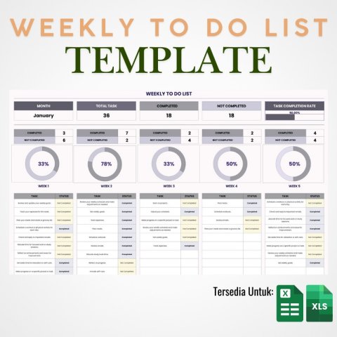 Weekly To-Do List Template | Excel & Google Sheets Productivity Planner ES12