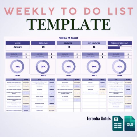 Weekly To Do List Template – Editable Excel & Google Sheets Planner – Productivity Tracker, Task Organizer, Minimalist Planner Printable ES12