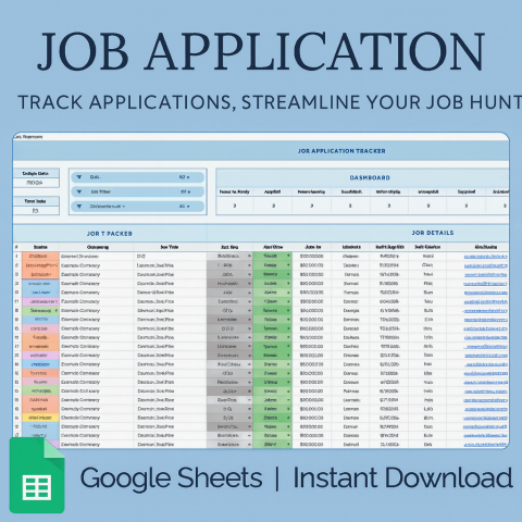 Job Application Tracker Spreadsheet | Google Sheets Job Planner | Interview & Career Dashboard | Job Search Organizer Template ES19
